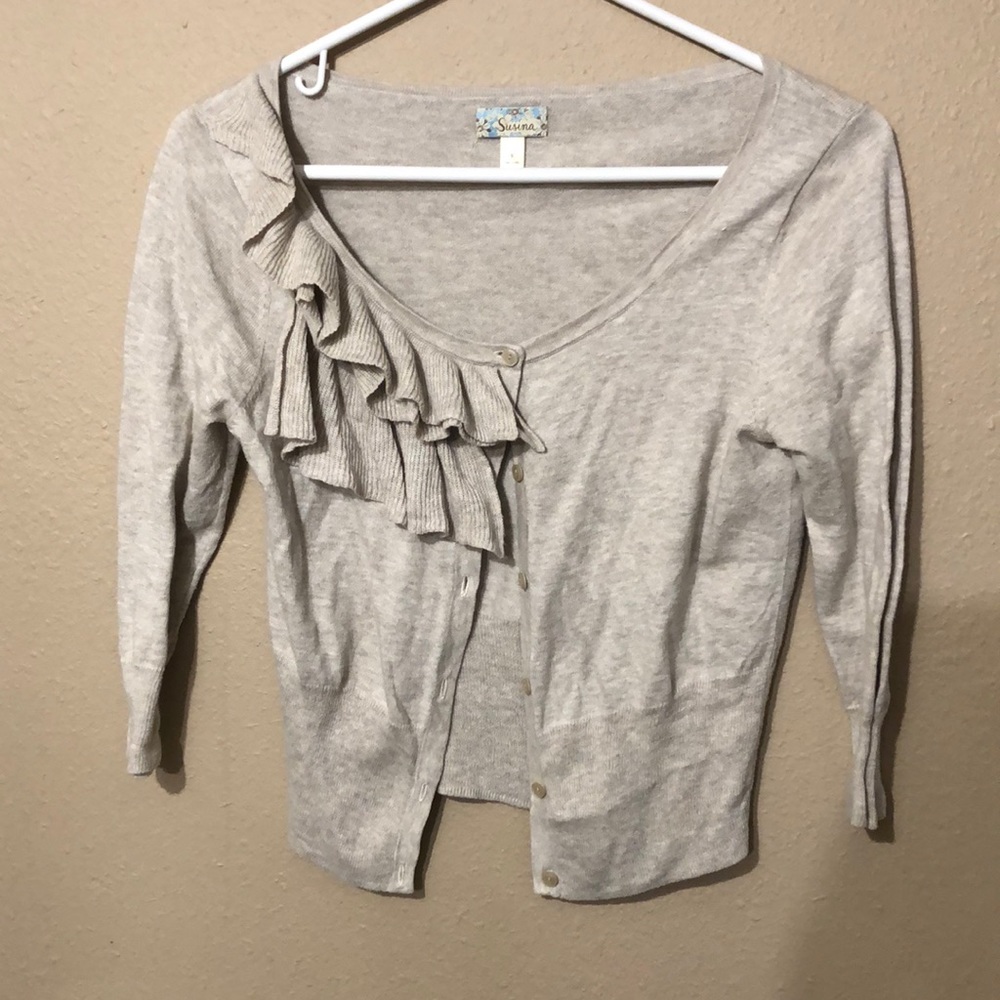3/4 sleeve Susina tan cardigan